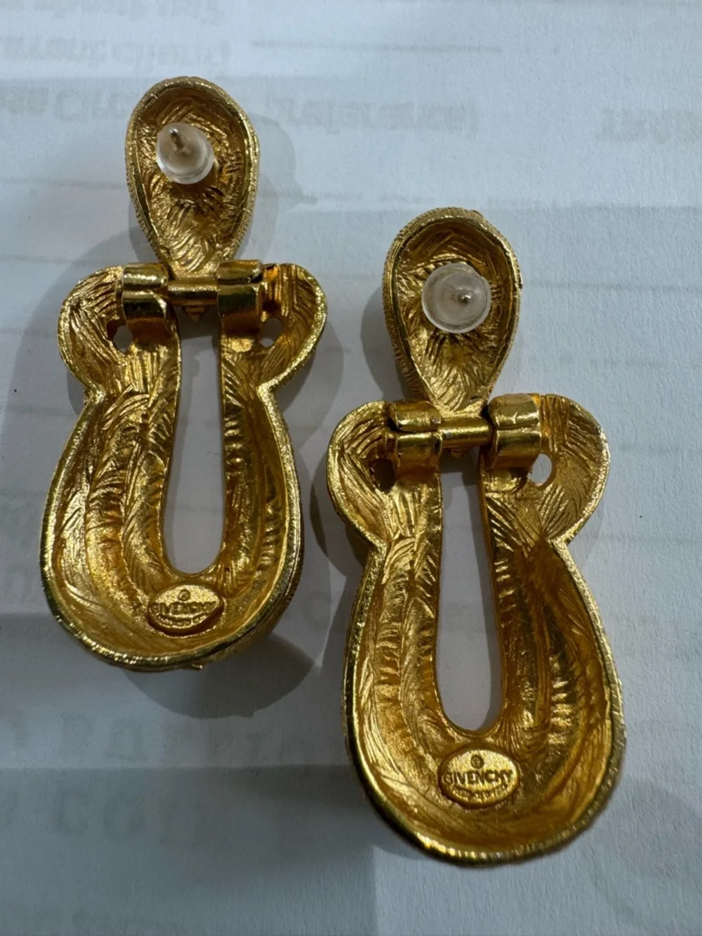Givenchy Vintage Etruscan Style Doorknocker Earrings Goldtone - Picture 7 of 12